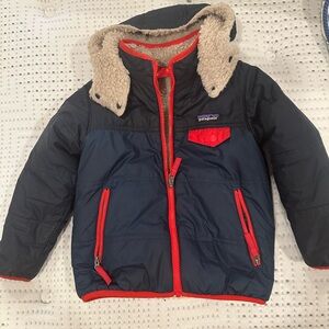 Patagonia Navy and Red Hooded Jacket
